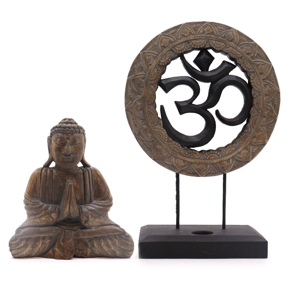 ancient wisdom Buddha Feng Shui Set - Om - Grey & Black