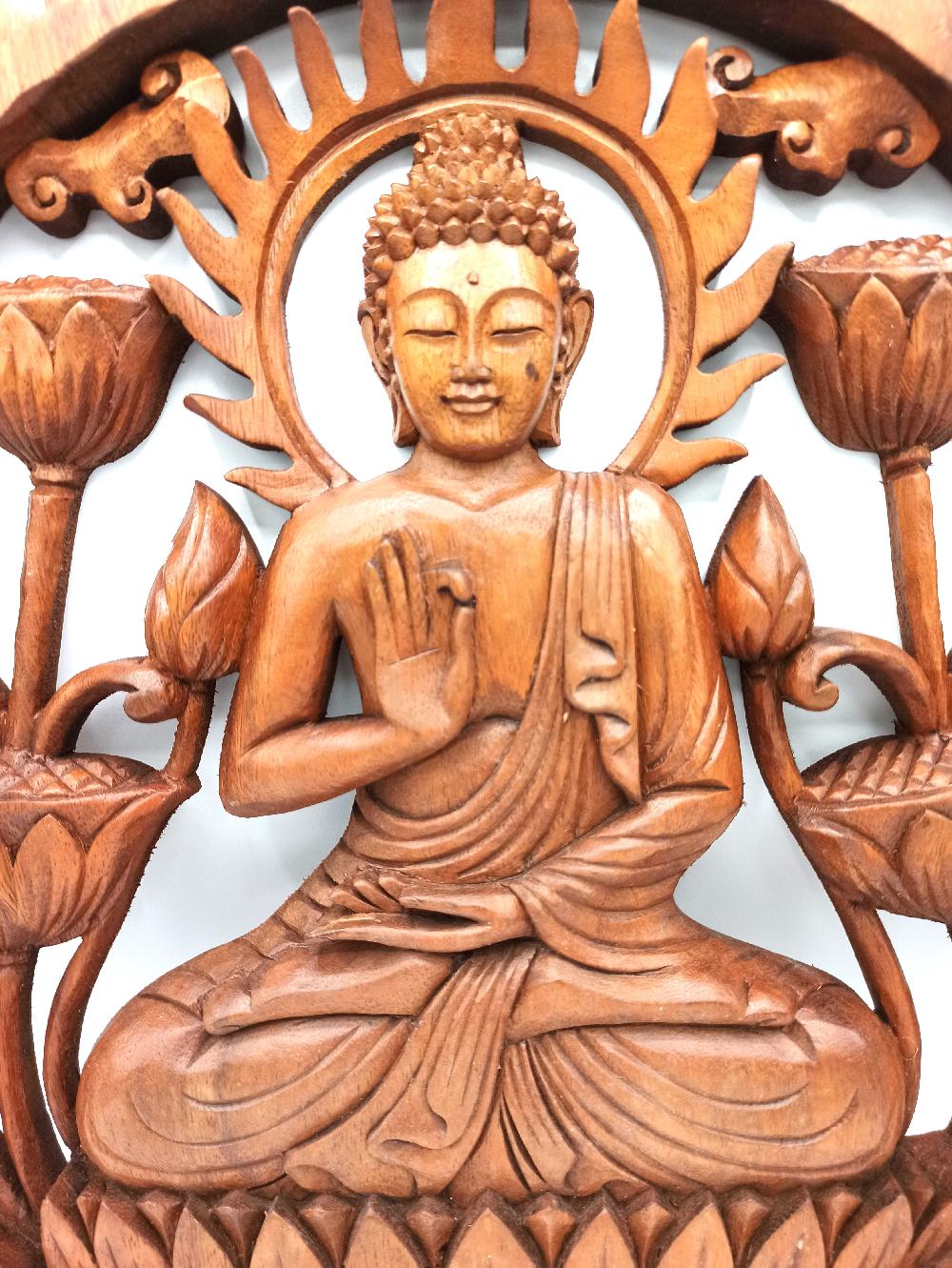 Ancient Wisdom Buddha & Lotus Panel - 40cm