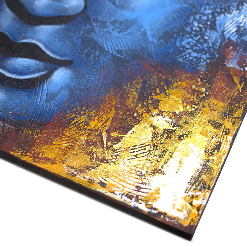 Ancient Wisdom Buddha Painting - Blue Face Abstract