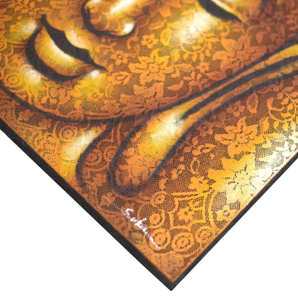 Ancient Wisdom Buddha Painting - Gold Brocade Detail