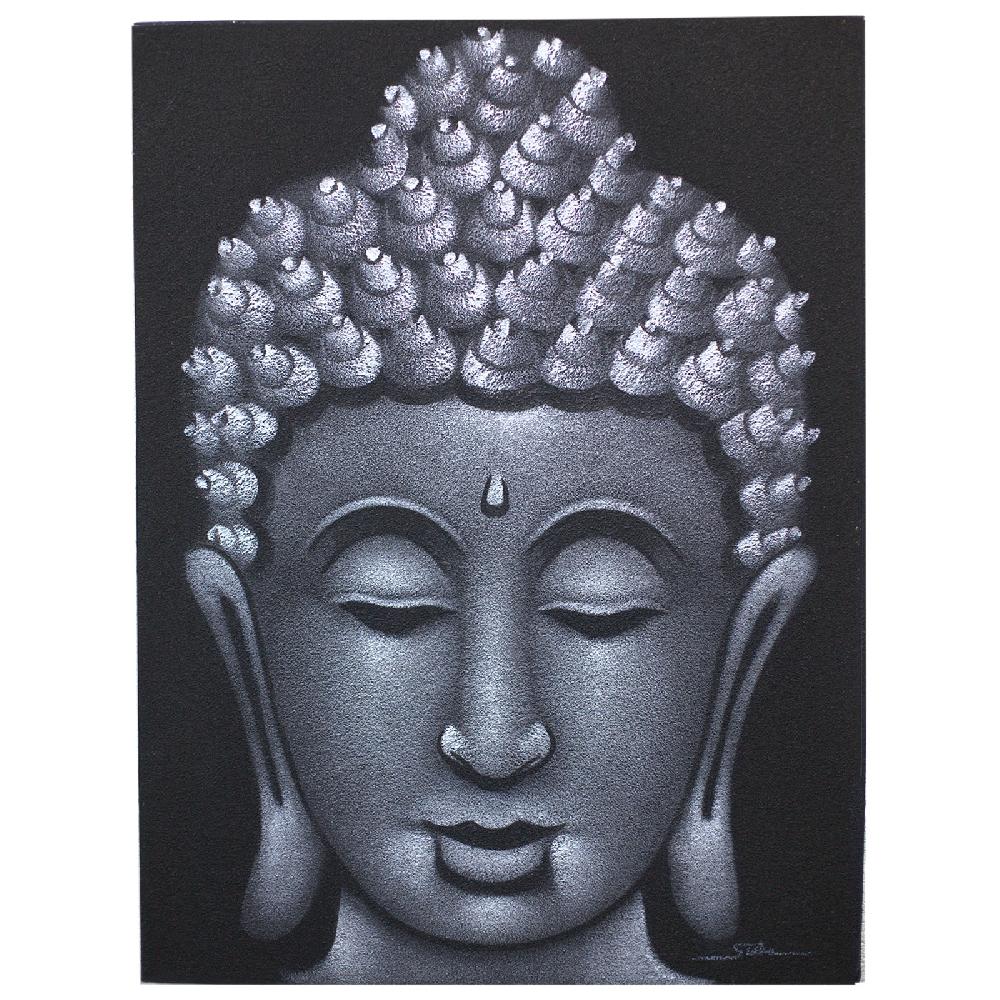 ancient wisdom Buddha Painting - Grey Sand Finish