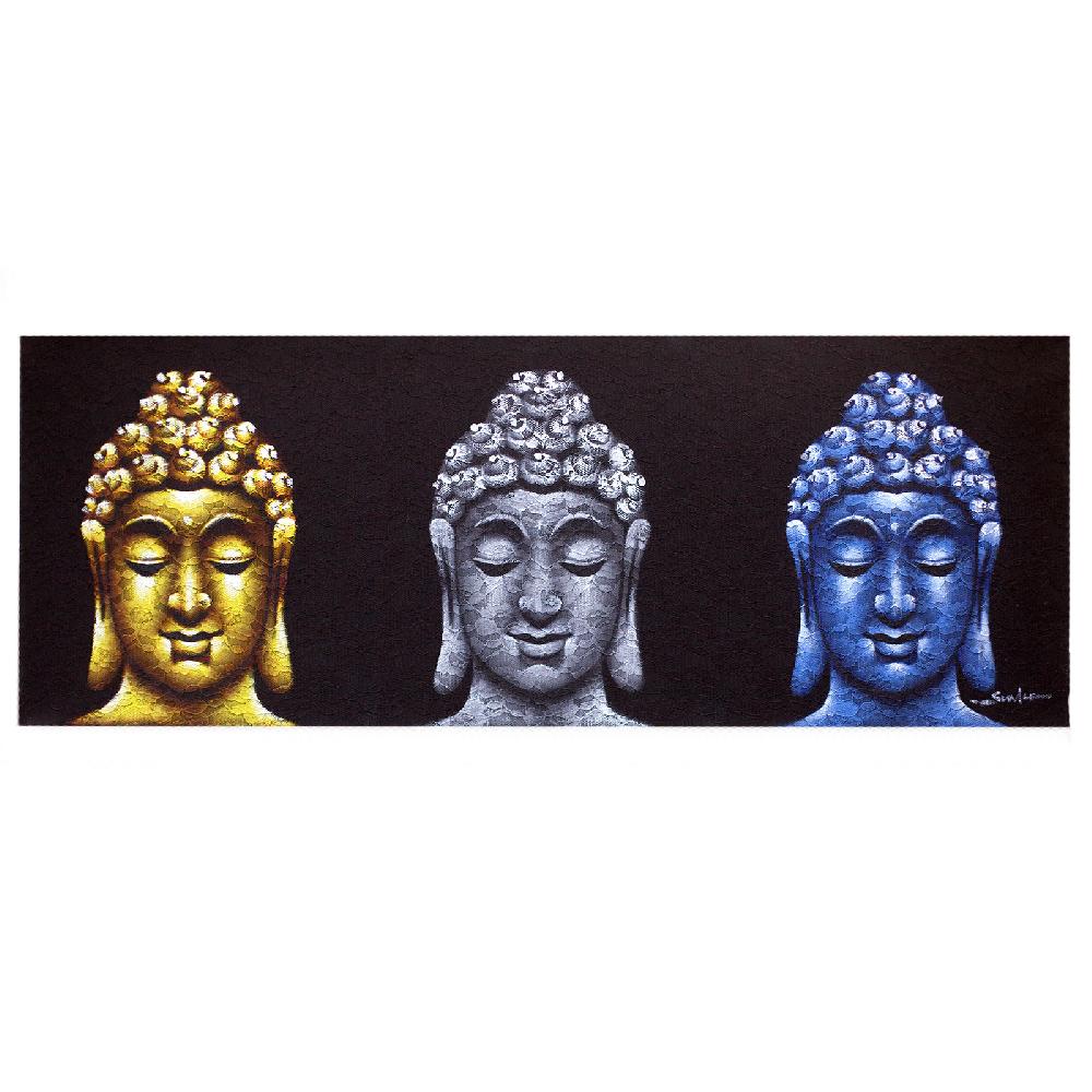 ancient wisdom Buddha Painting - Three Heads Black
