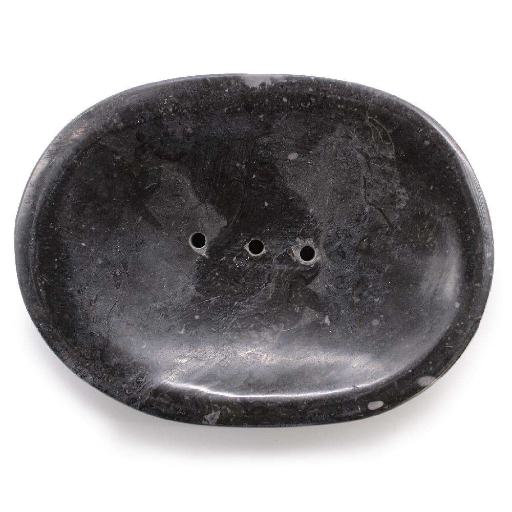 Ancient Wisdom Classic Oval Black Marble Soap Dish