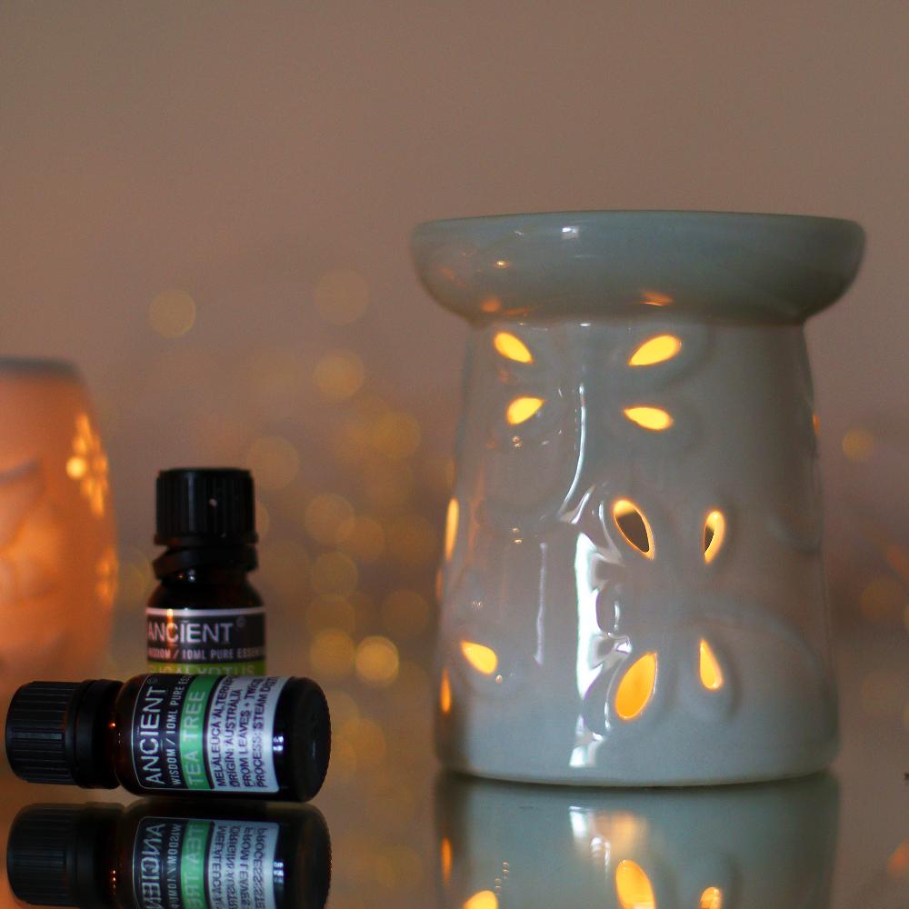 Ancient Wisdom Classic White Oil Burner - Dragonfly