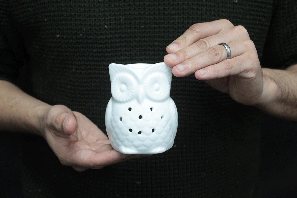 Ancient Wisdom Classic White Oil Burner - Tall Owl