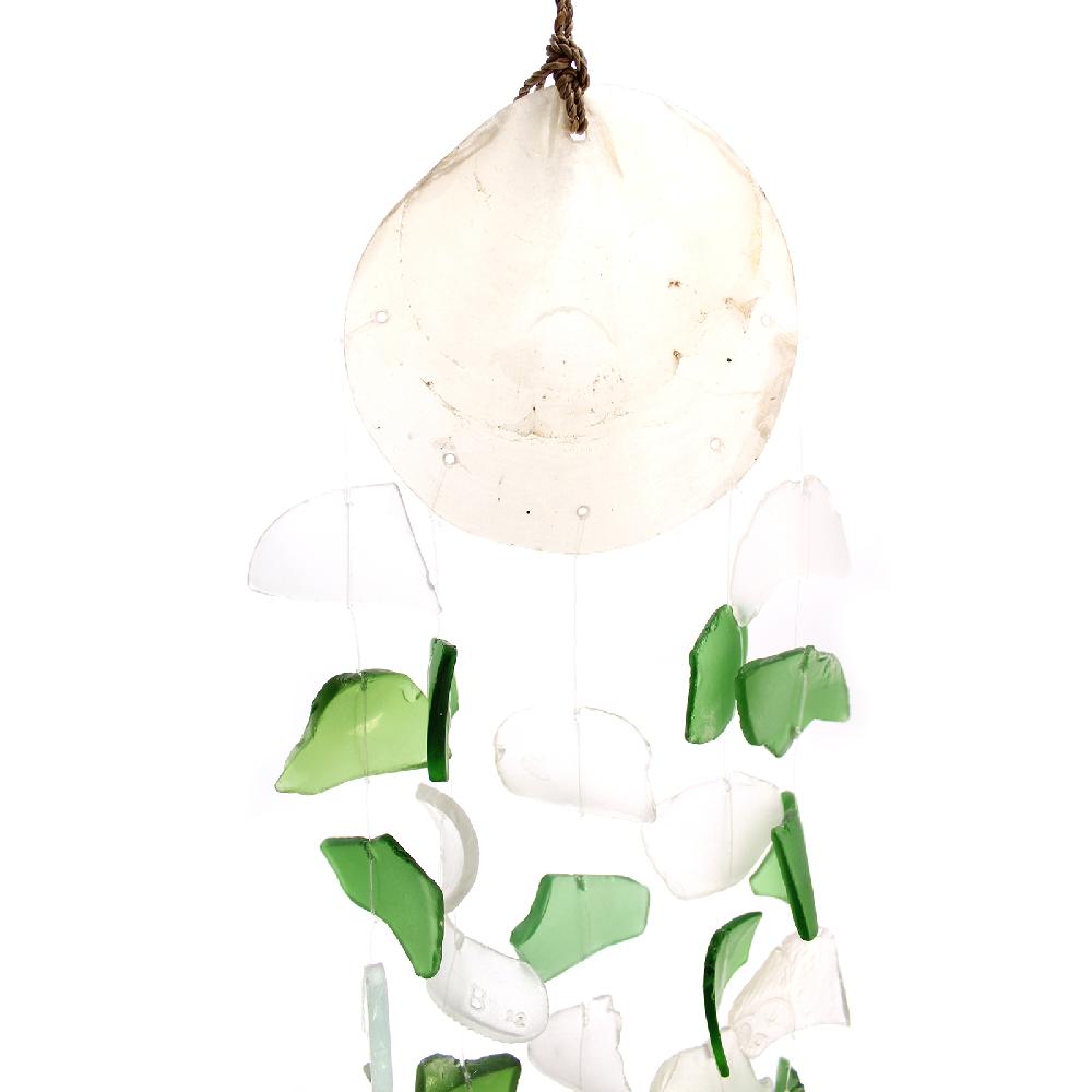 Ancient Wisdom Copis & Glass Drop - Green & White Glass