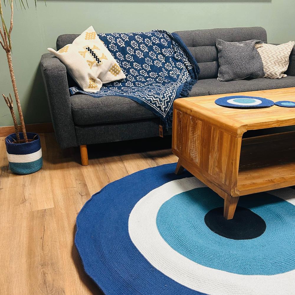 Ancient Wisdom Cotton Rope Evil Eye Rug 150cm