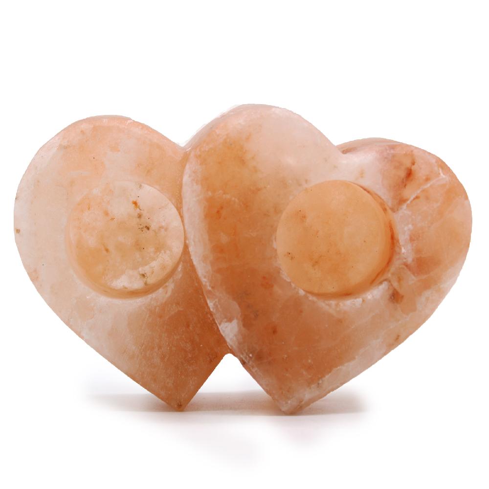 Ancient Wisdom Double Heart Salt Candle Holder 1Kg