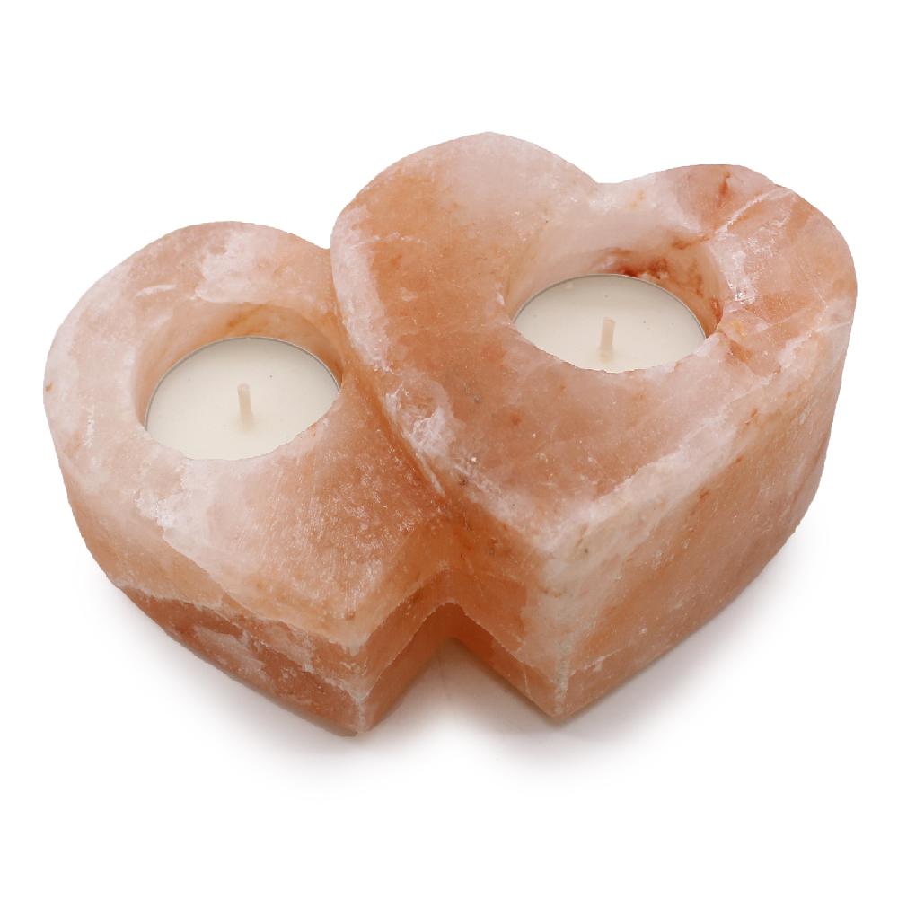 Ancient Wisdom Double Heart Salt Candle Holder 1Kg
