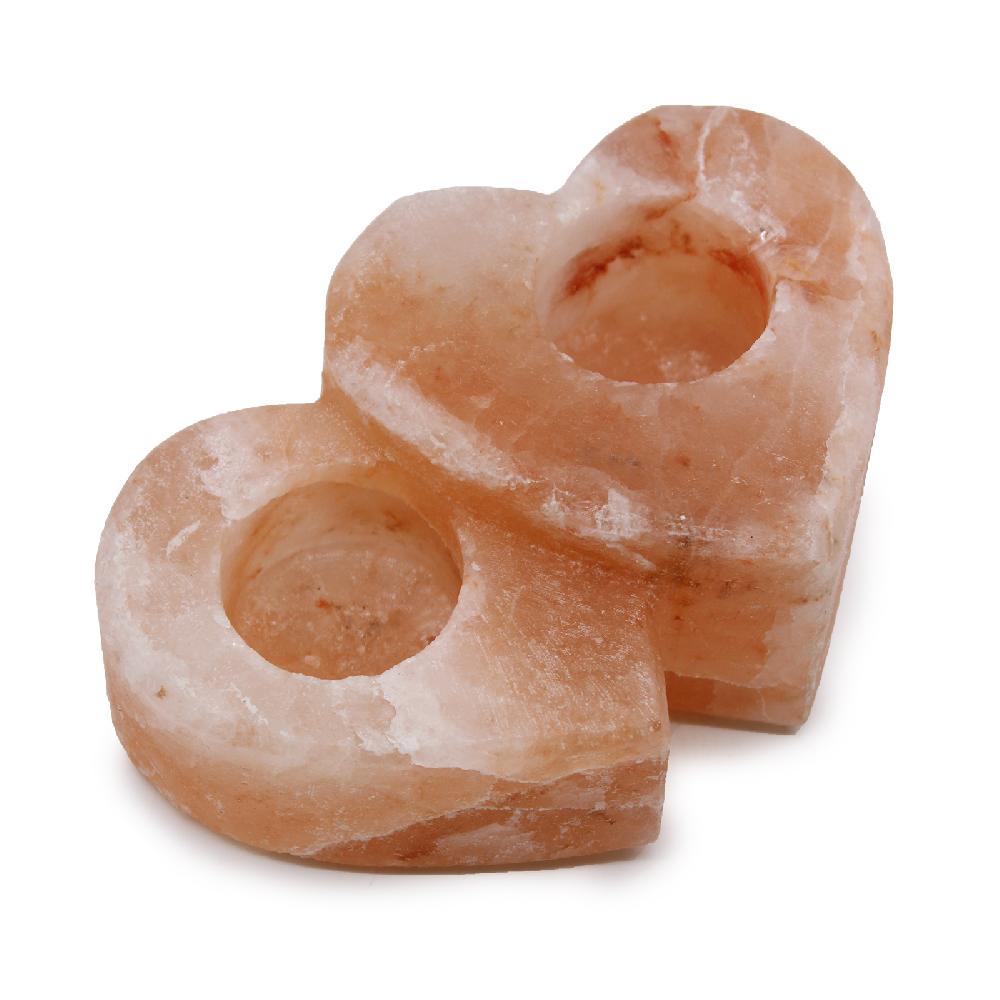 ancient wisdom Double Heart Salt Candle Holder 1Kg