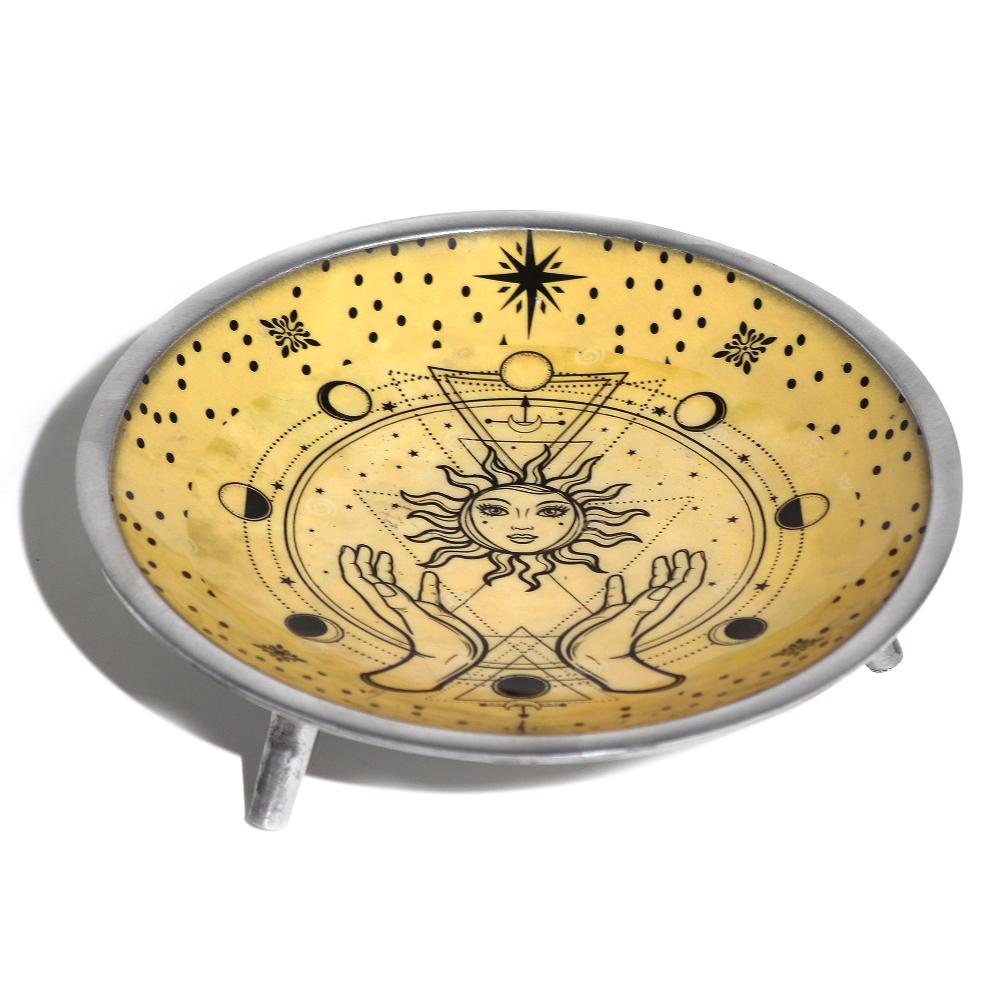 ancient wisdom Enamelled Offering Plate - Hands & Sun