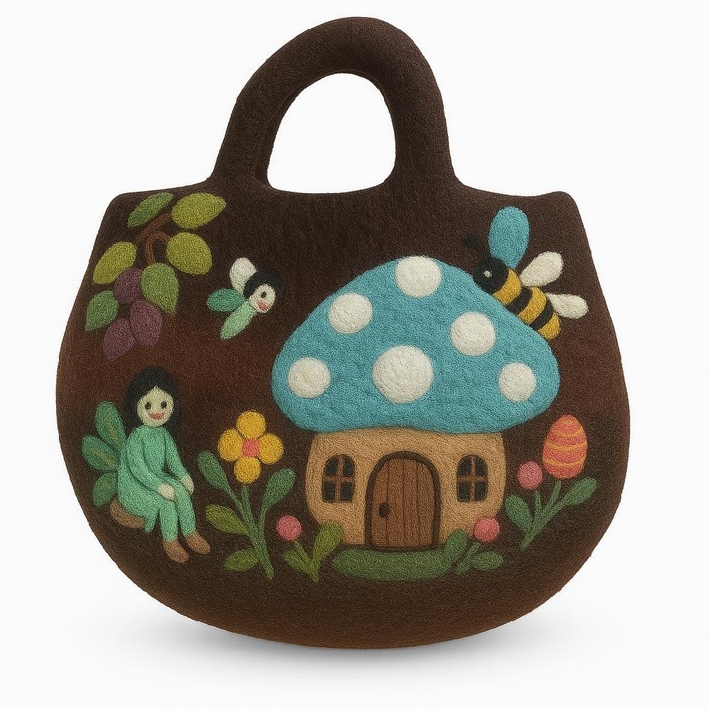 ancient wisdom Fairy Garden Felted Bag - 35x27cm