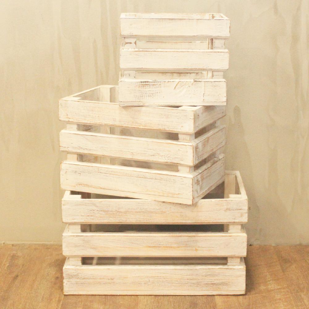 Ancient Wisdom Fruit Box Set Of 3 - Whitewash