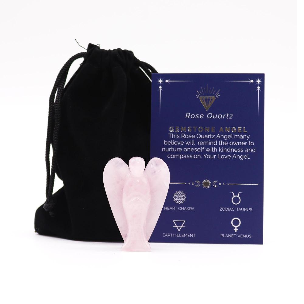 ancient wisdom Gemstone Angel - Rose Quartz 50mm