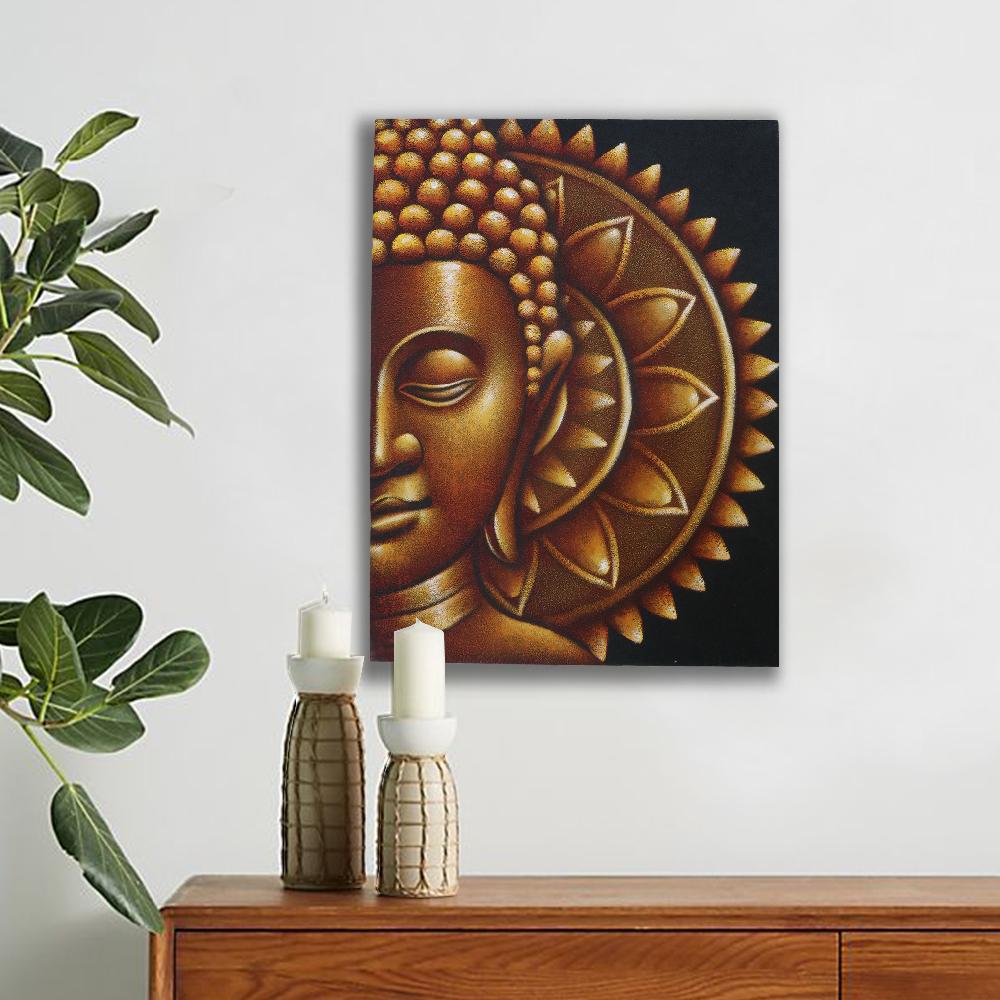 Ancient Wisdom Gold Half Buddha Mandala 60x80cm