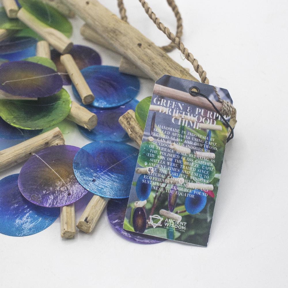 Ancient Wisdom Green & Purple Driftwood Chime