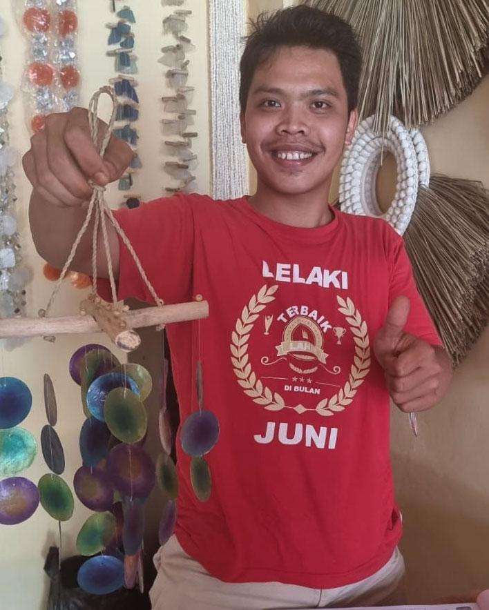 Ancient Wisdom Green & Purple Driftwood Cross Chime