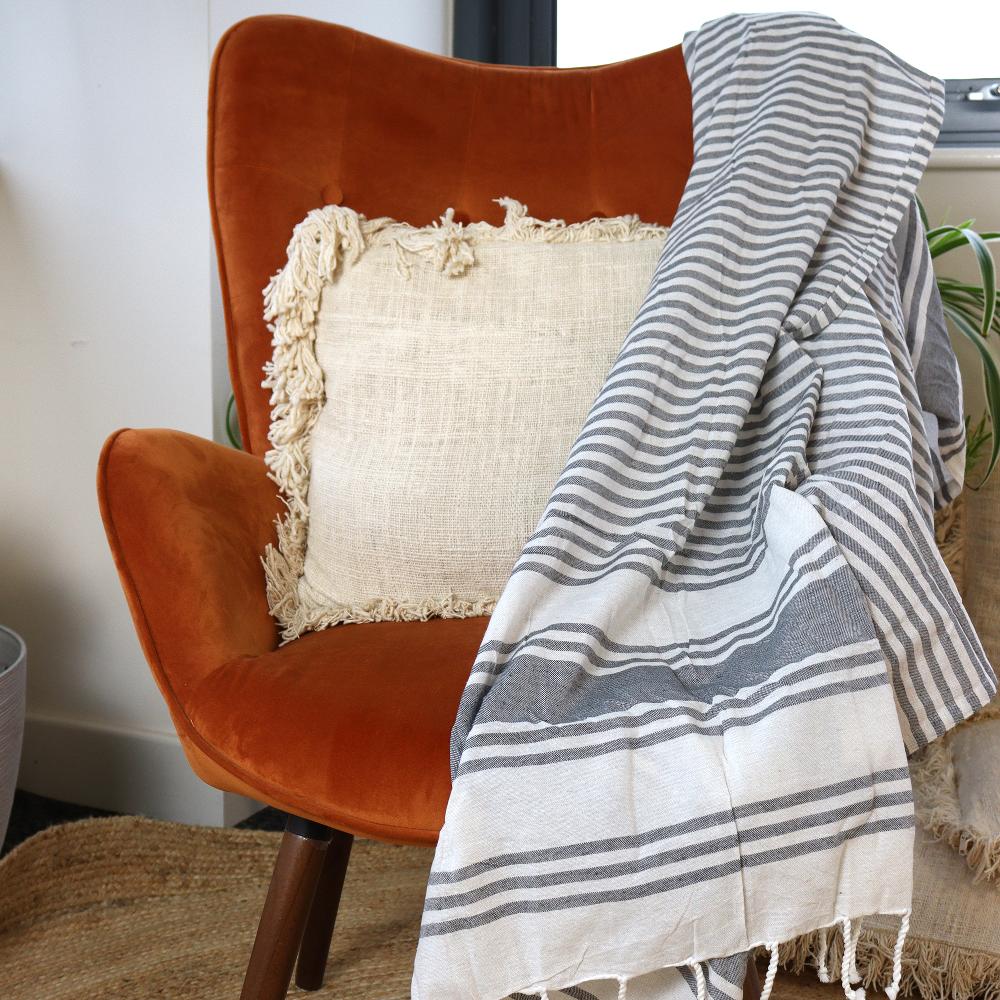 Ancient Wisdom Hamman Spa Towel - Charcoal - 90x170cm