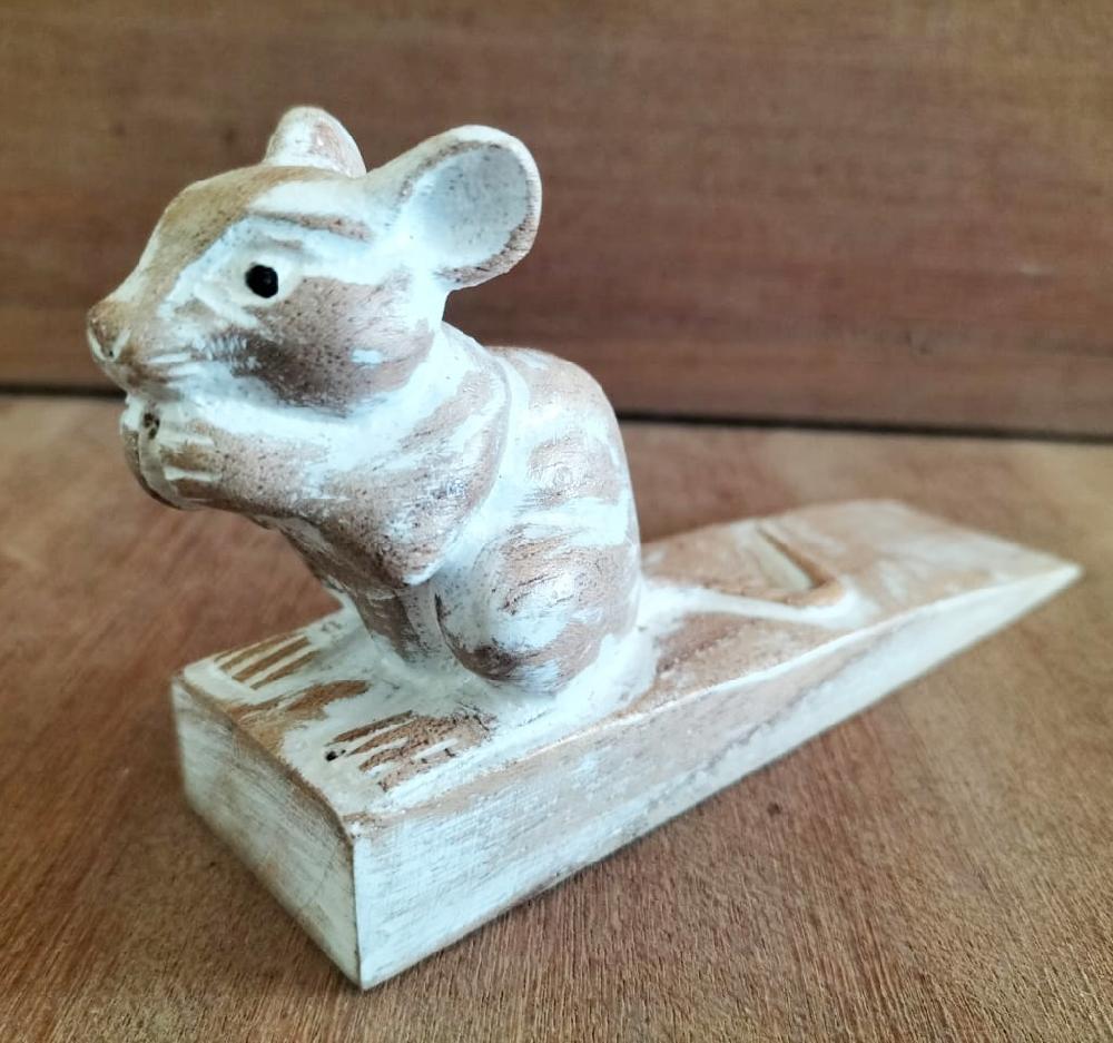 Ancient Wisdom Hand Carved Doorstop - Dormouse
