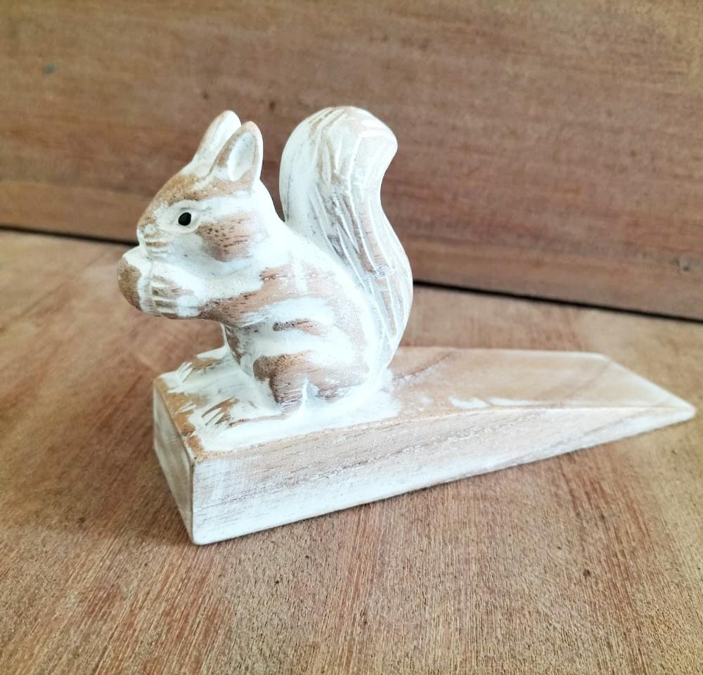 Ancient Wisdom Hand Carved Doorstop - Squirrel