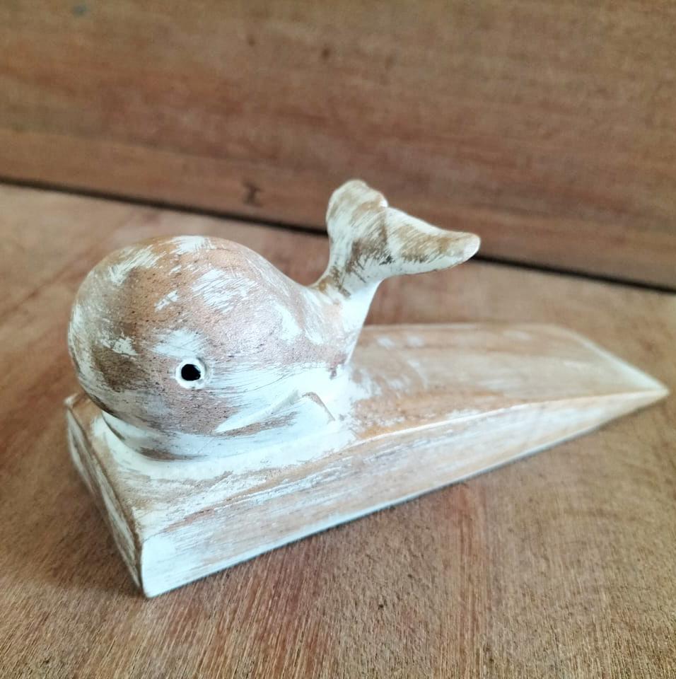 Ancient Wisdom Hand Carved Doorstop - Whale