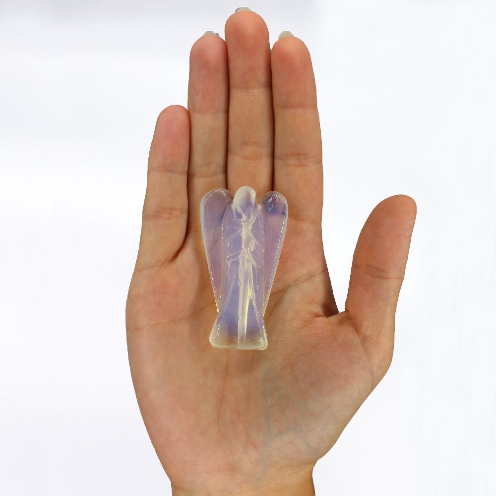 Ancient Wisdom Hand Carved Gemstone Angel - Opalite