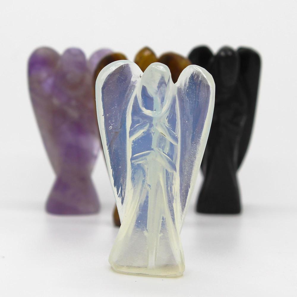 Ancient Wisdom Hand Carved Gemstone Angel - Opalite