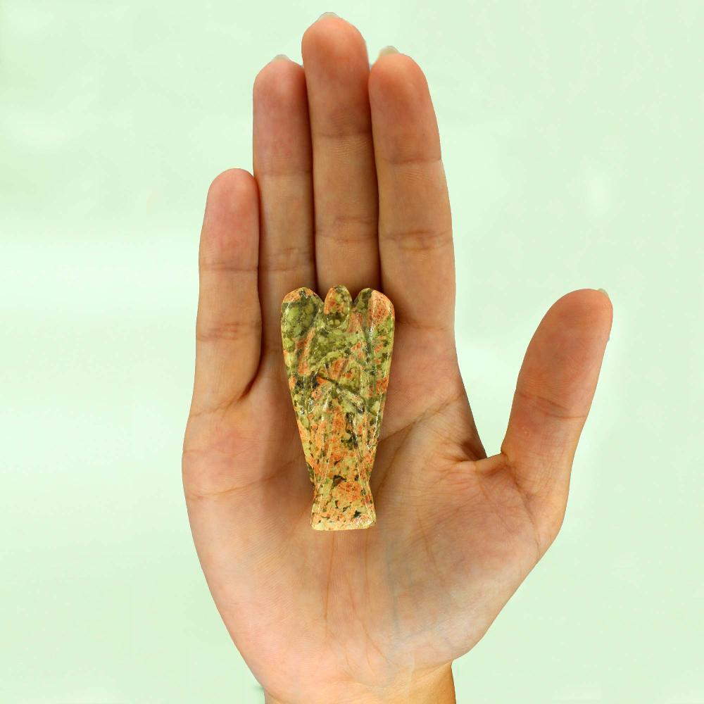 Ancient Wisdom Hand Carved Gemstone Angel - Unakite