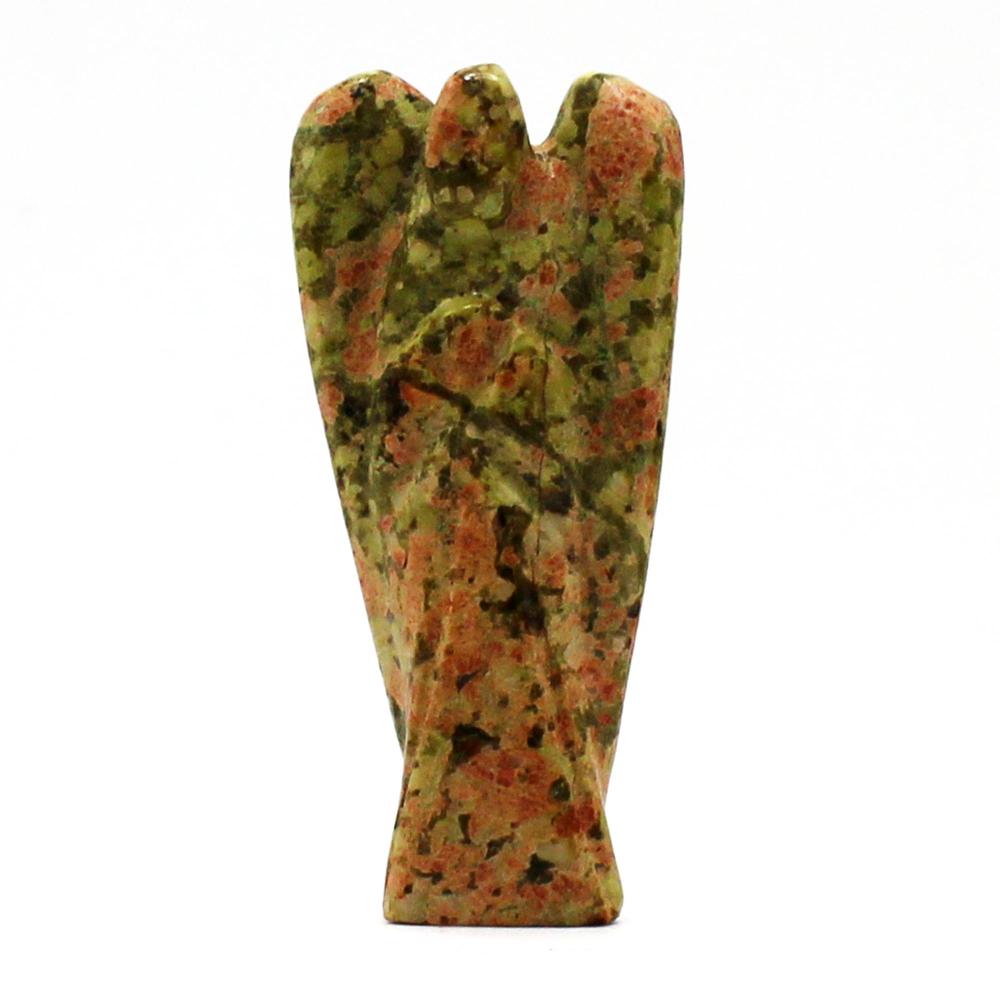 ancient wisdom Hand Carved Gemstone Angel - Unakite