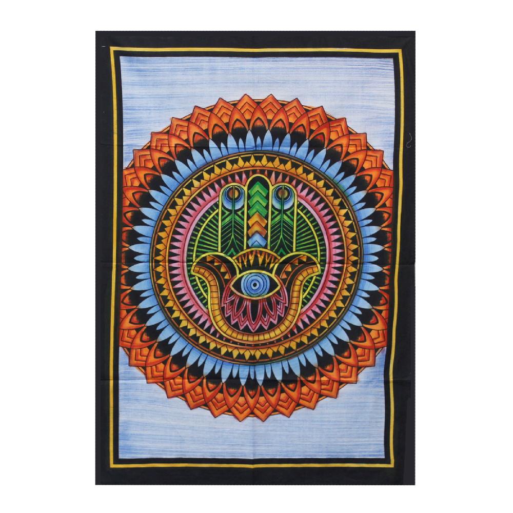 ancient wisdom Handbrushed Cotton Wall Art - Hamsa