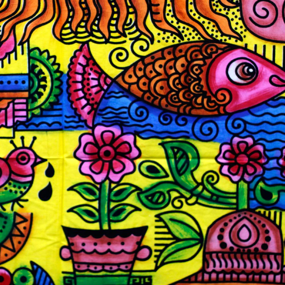 Ancient Wisdom Handbrushed Cotton Wall Art - Sun