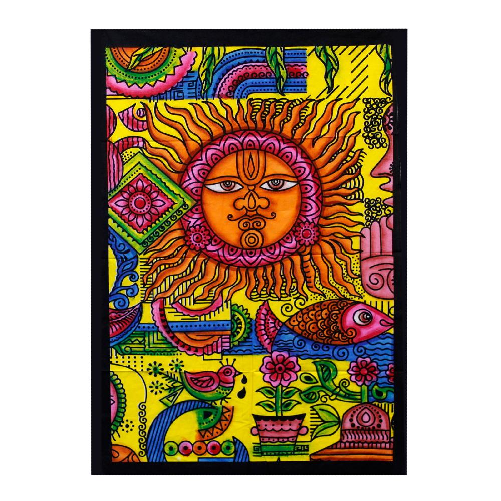 ancient wisdom Handbrushed Cotton Wall Art - Sun
