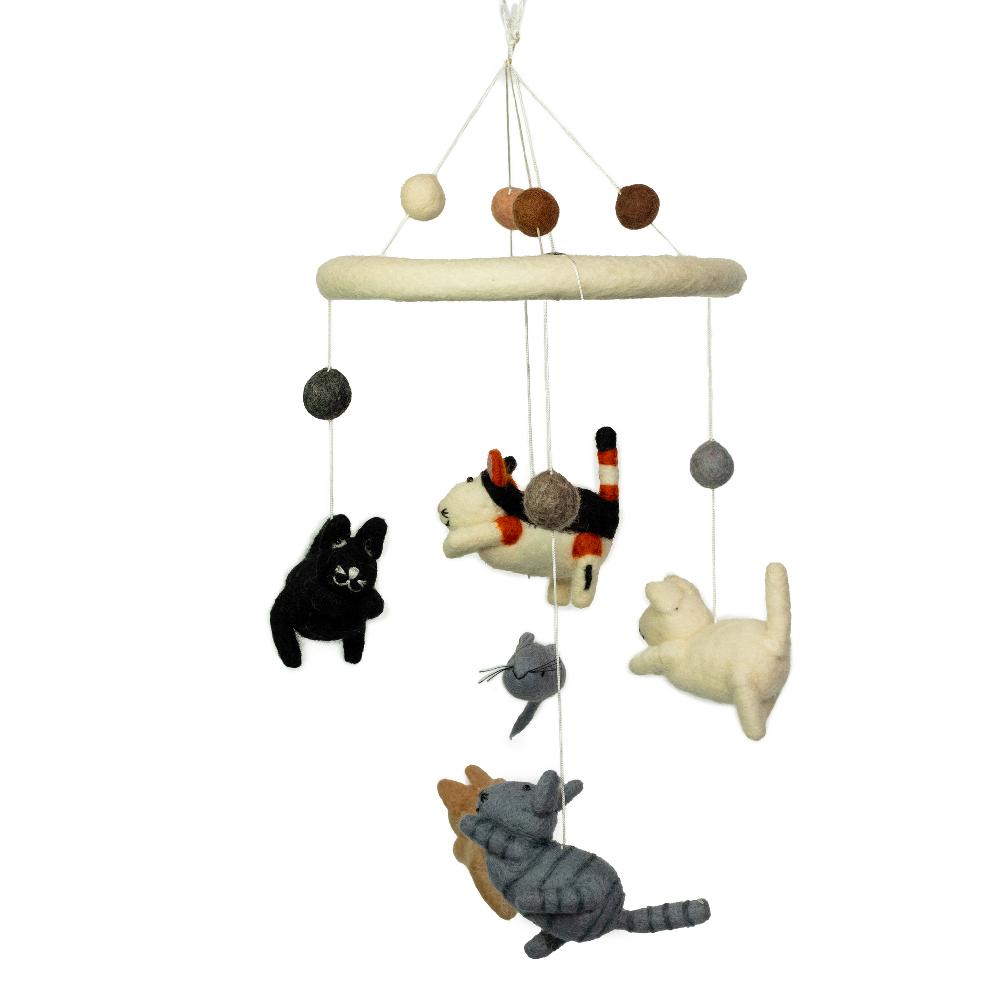 ancient wisdom Handmade Felt Mobile - Cat & Mice