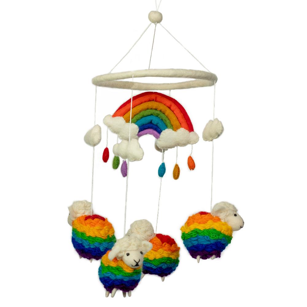 ancient wisdom Handmade Felt Mobile - Rainbow Sheep
