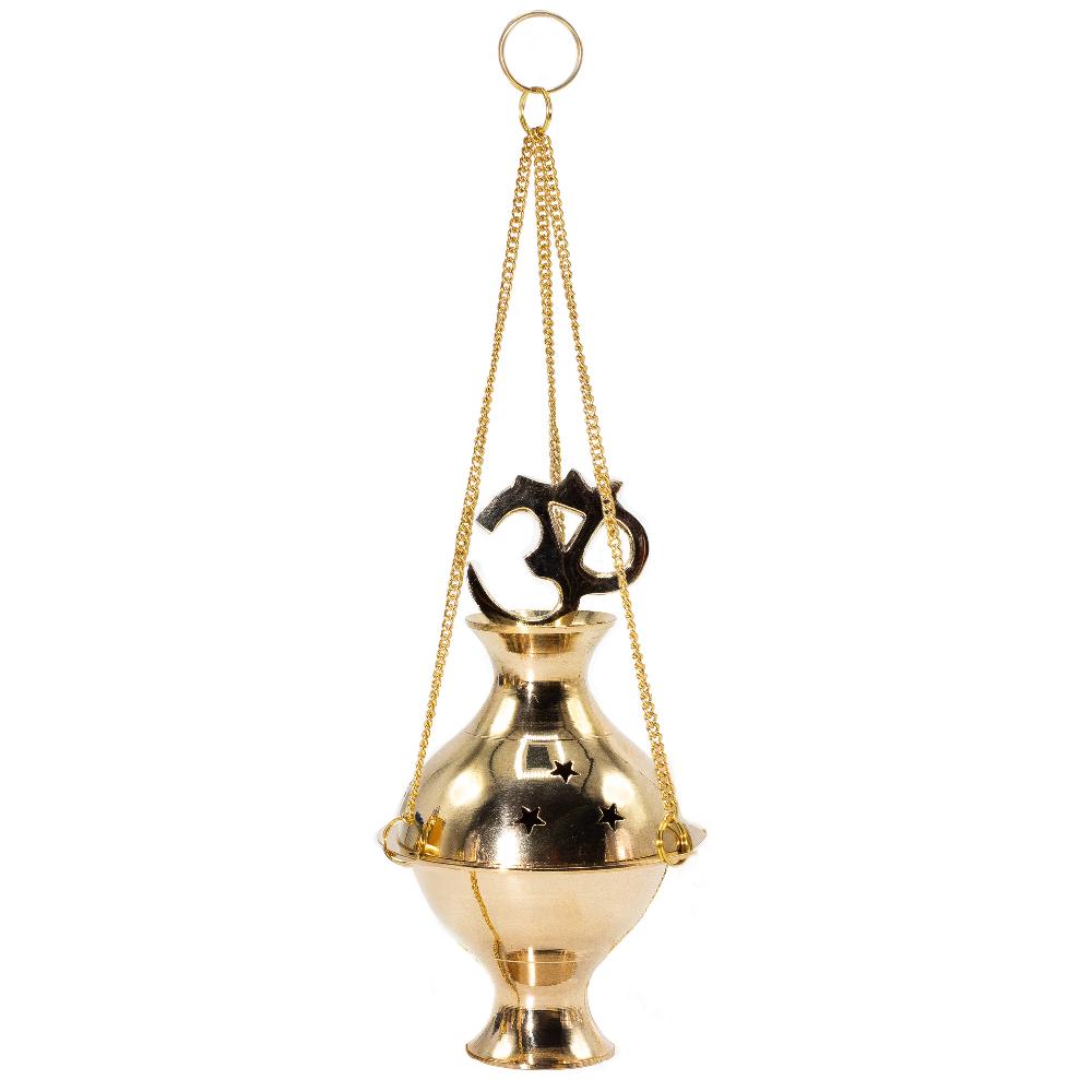 ancient wisdom Hanging Brass Incense Burner - Om