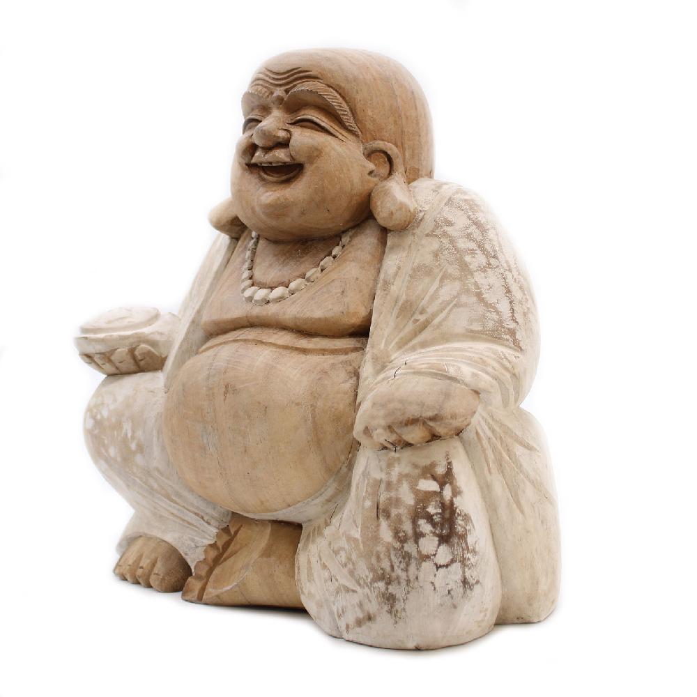 Ancient Wisdom Happy Buddha - Whitewash 30cm