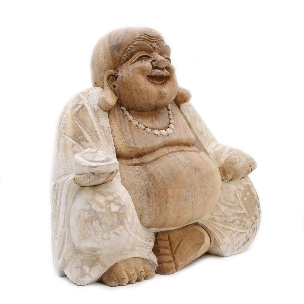Ancient Wisdom Happy Buddha - Whitewash 30cm
