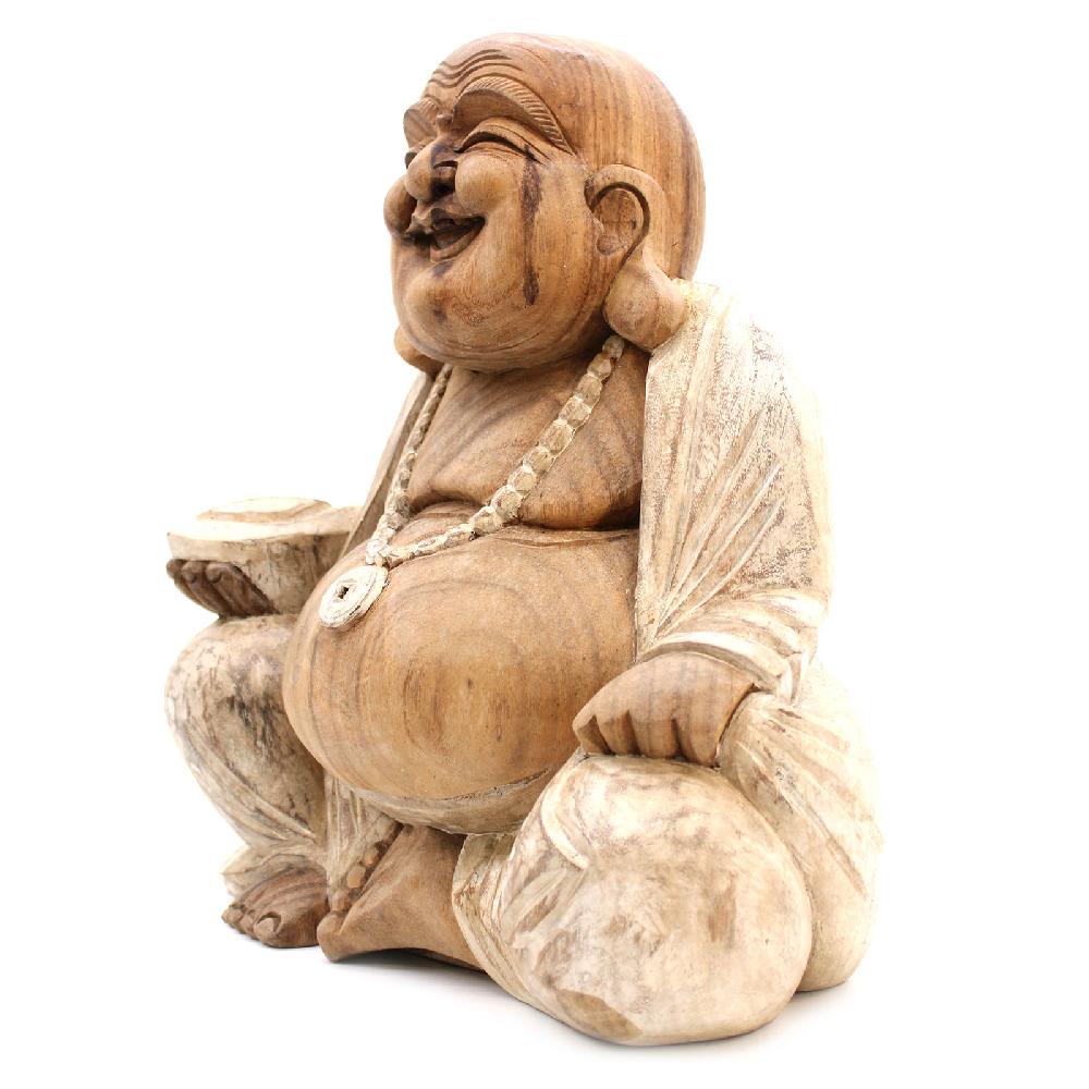 Ancient Wisdom Happy Buddha - Whitewash 40cm