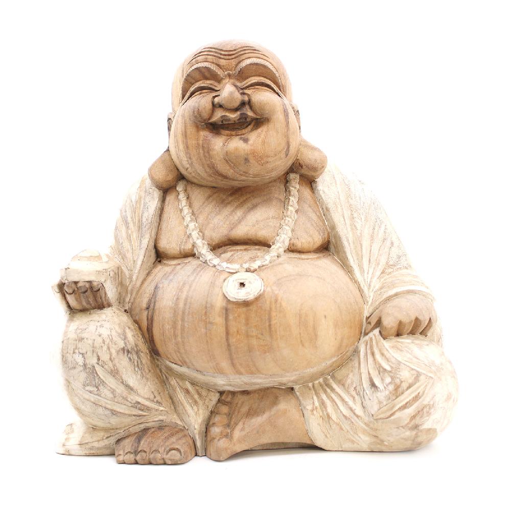 ancient wisdom Happy Buddha - Whitewash 40cm