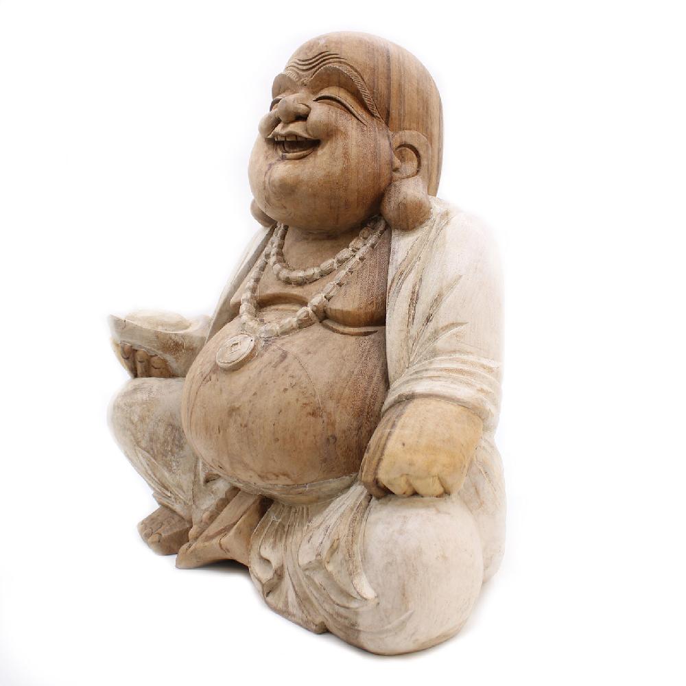 Ancient Wisdom Happy Buddha - Whitewash 50cm