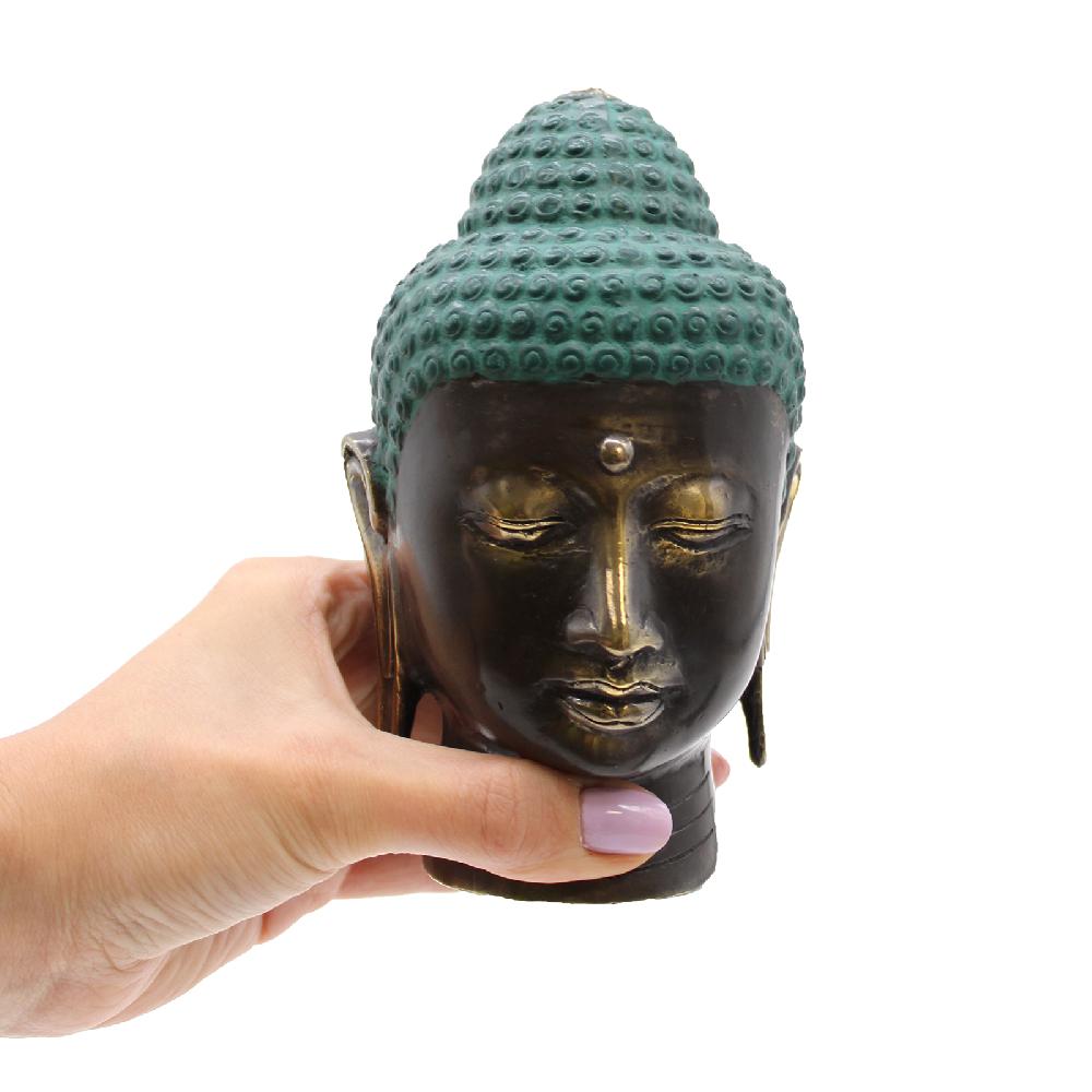 Ancient Wisdom Large Antique Brass Buddha Head