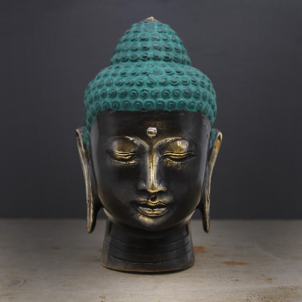 Ancient Wisdom Large Antique Brass Buddha Head