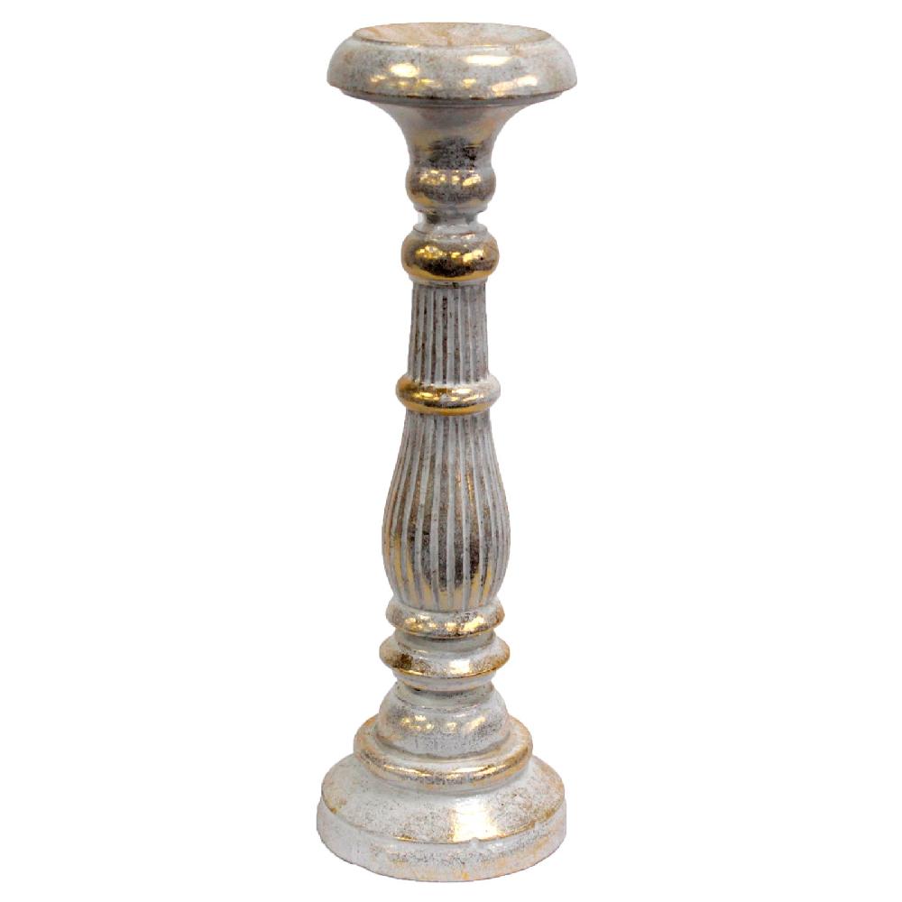 ancient wisdom Large Candle Stand - White Gold