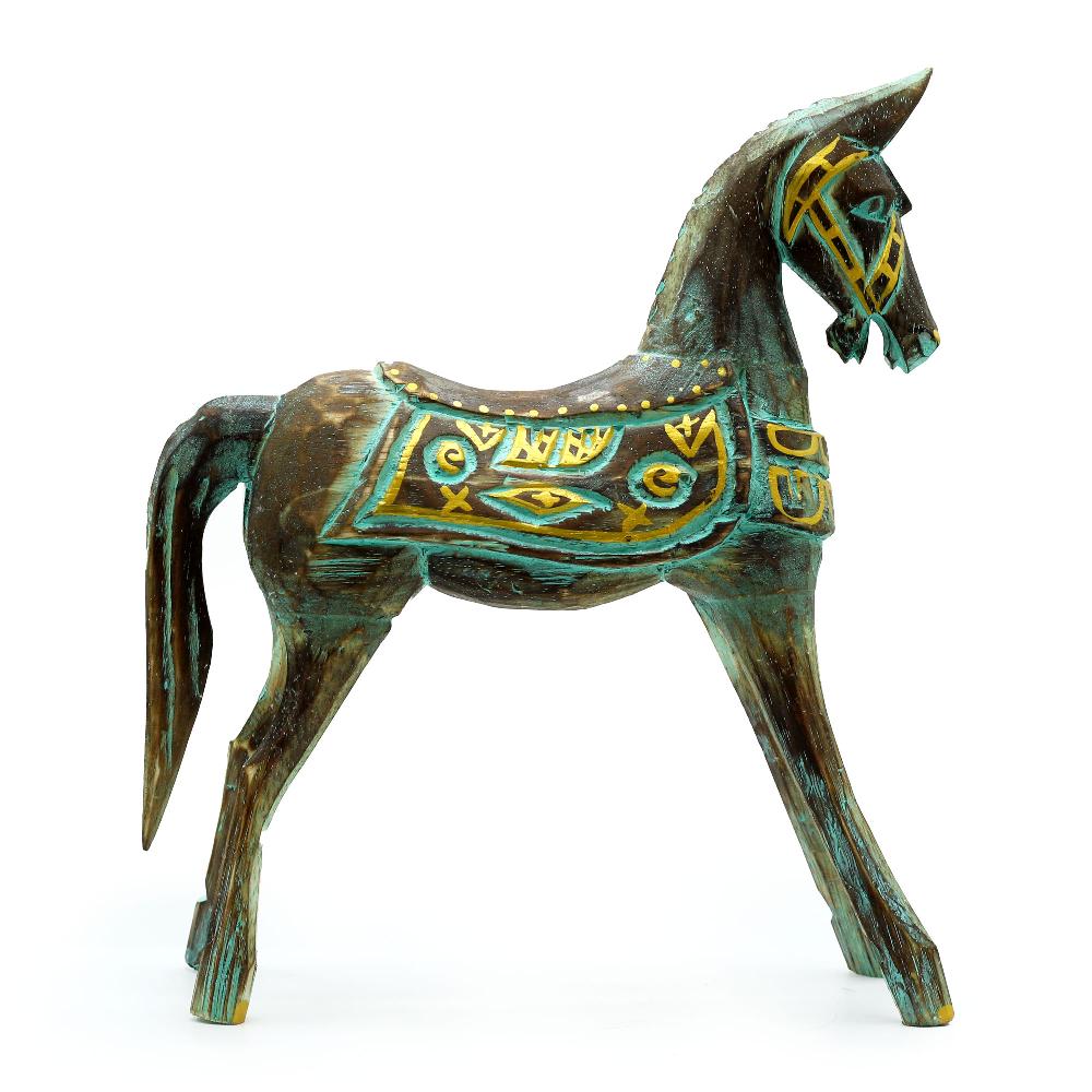 Ancient Wisdom Large Gold & Turquoise Horse 32 Cm