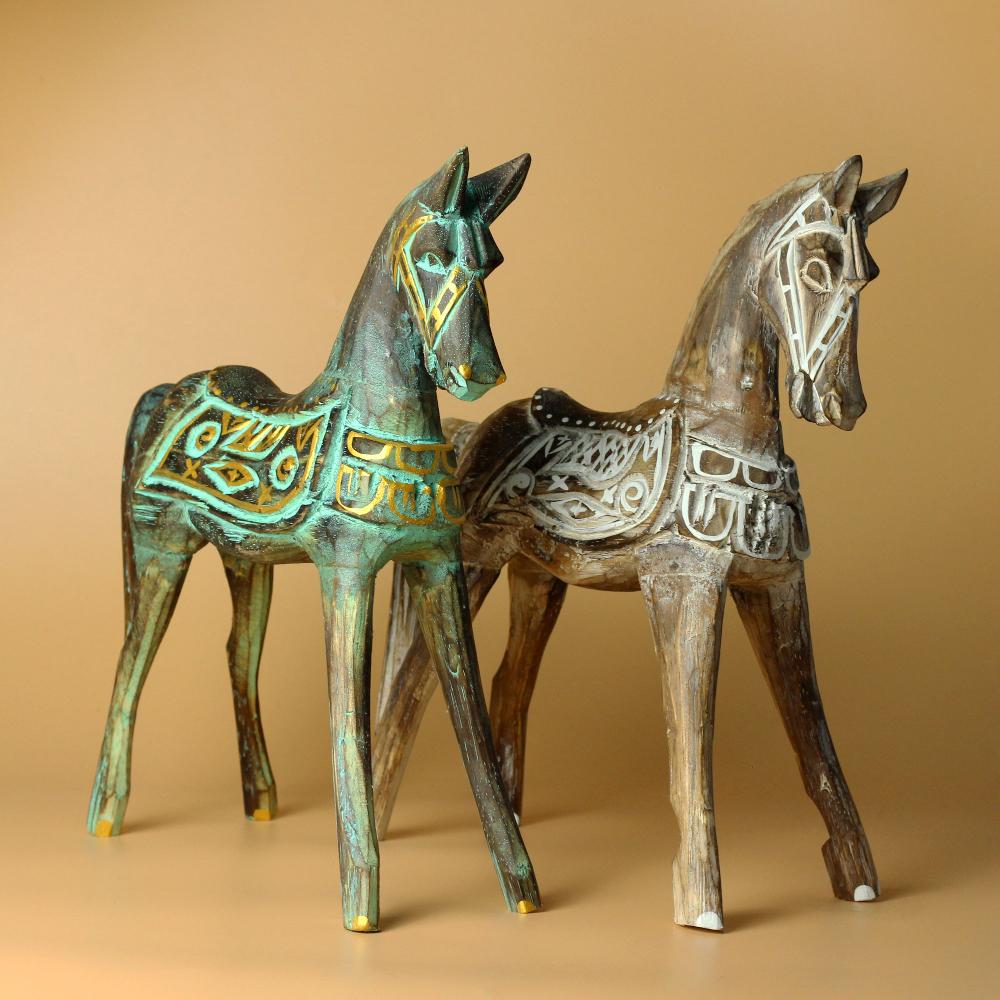 Ancient Wisdom Large Gold & Turquoise Horse 32 Cm