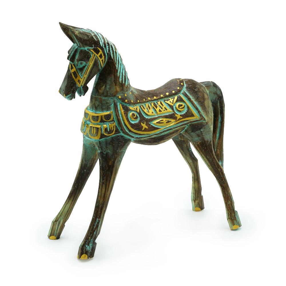 ancient wisdom Large Gold & Turquoise Horse 32 cm