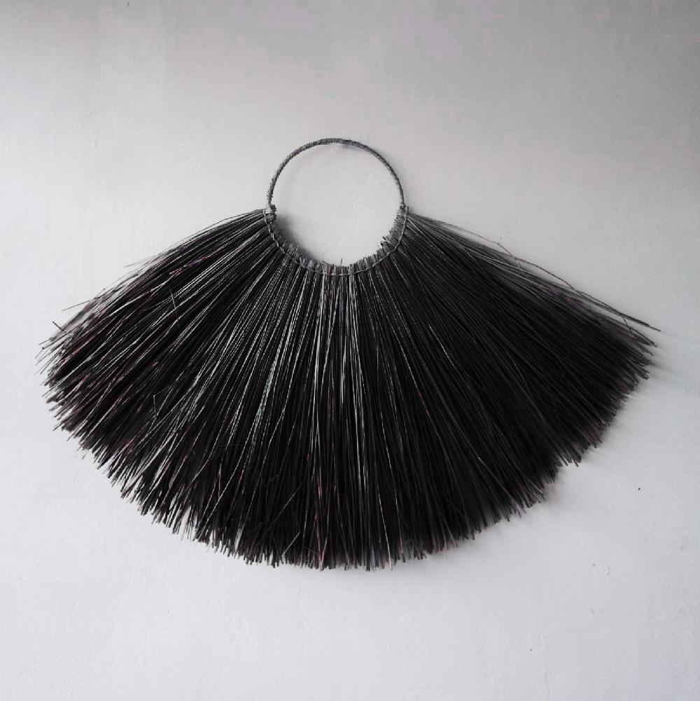 ancient wisdom Large Seagrass Fan Wall Decor - Black