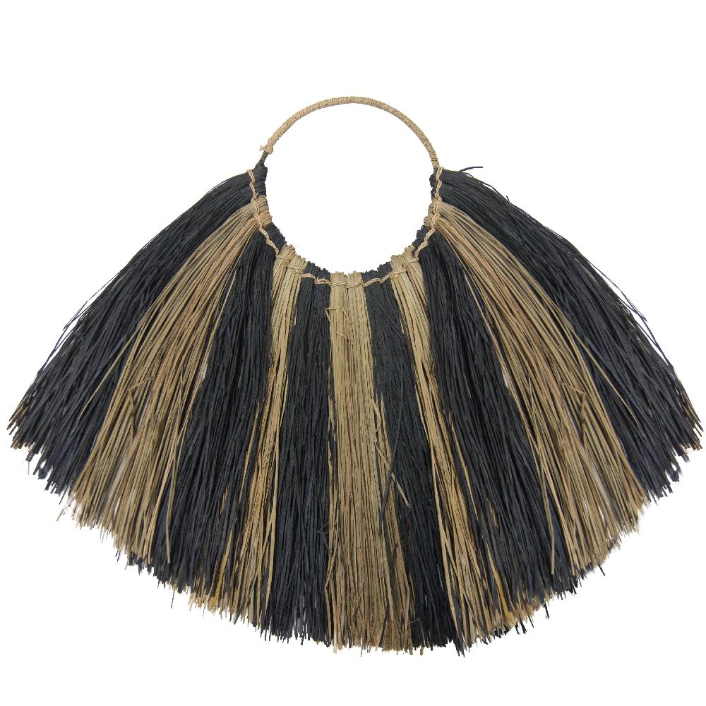 ancient wisdom Large Seagrass Fan Wall Decor - Zebra