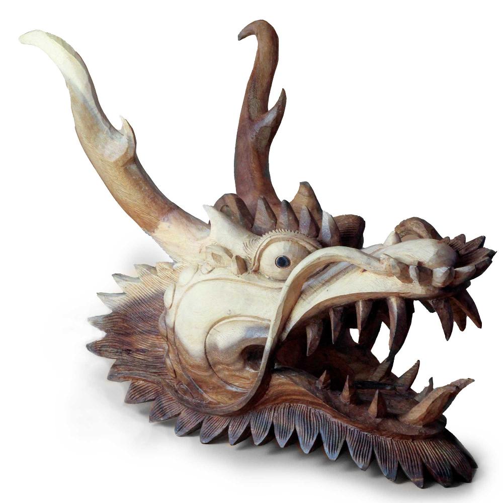 Ancient Wisdom Live Size Dragon Head Carving - 30cm