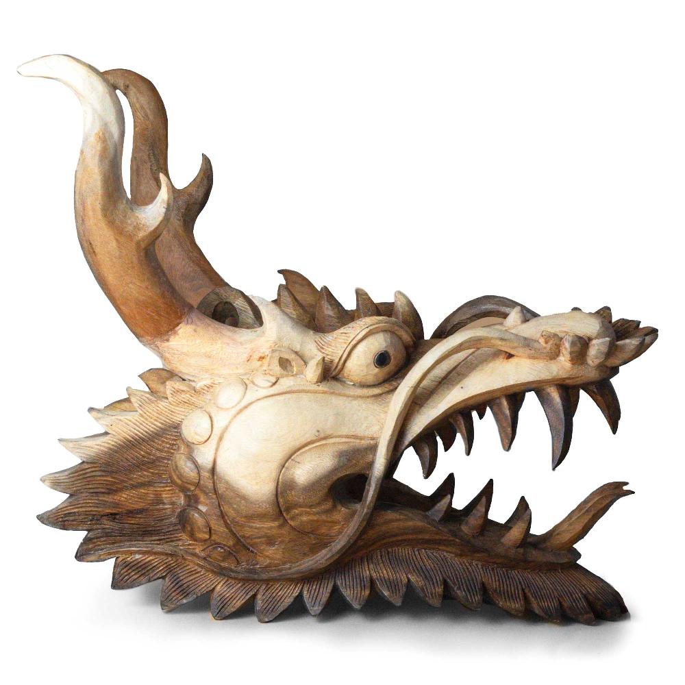 ancient wisdom Live Size Dragon Head Carving - 30cm